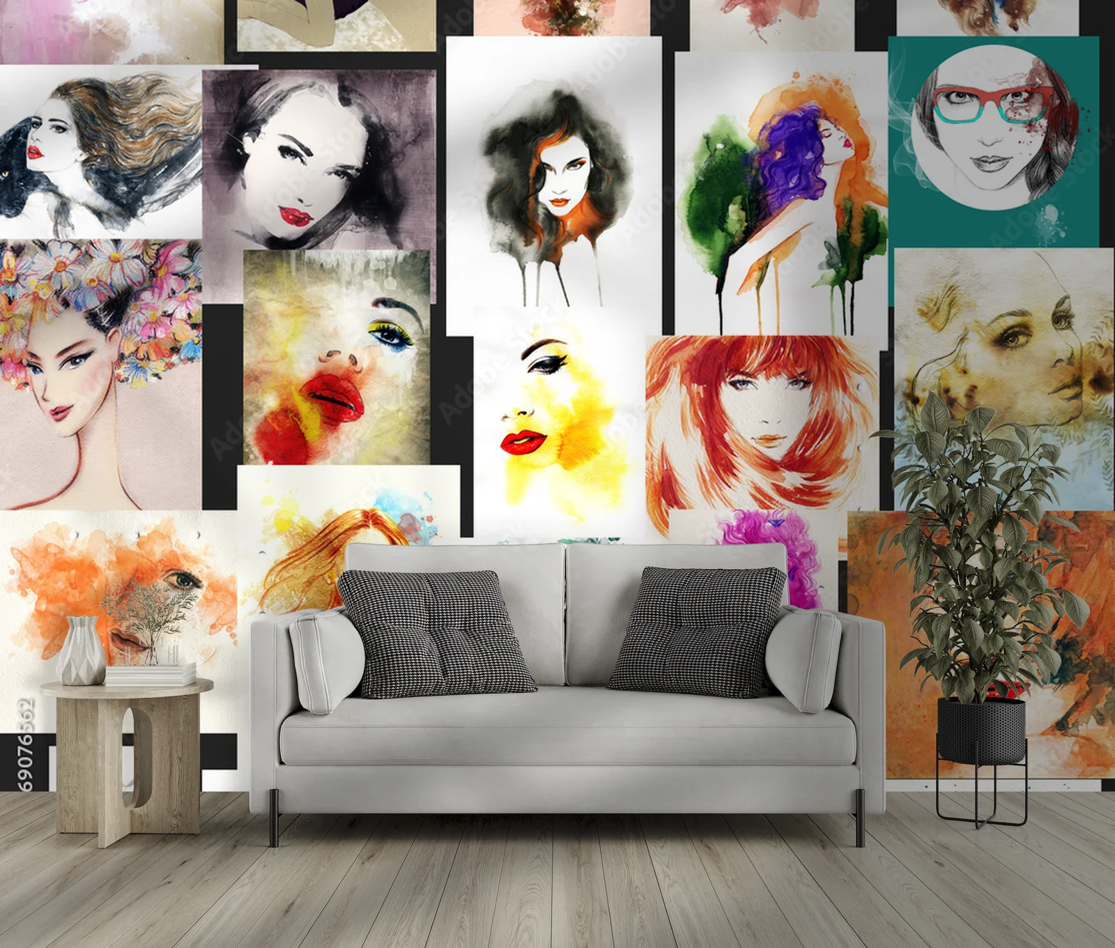 Nowoczesny portret kobiety w akwarelowych barwach