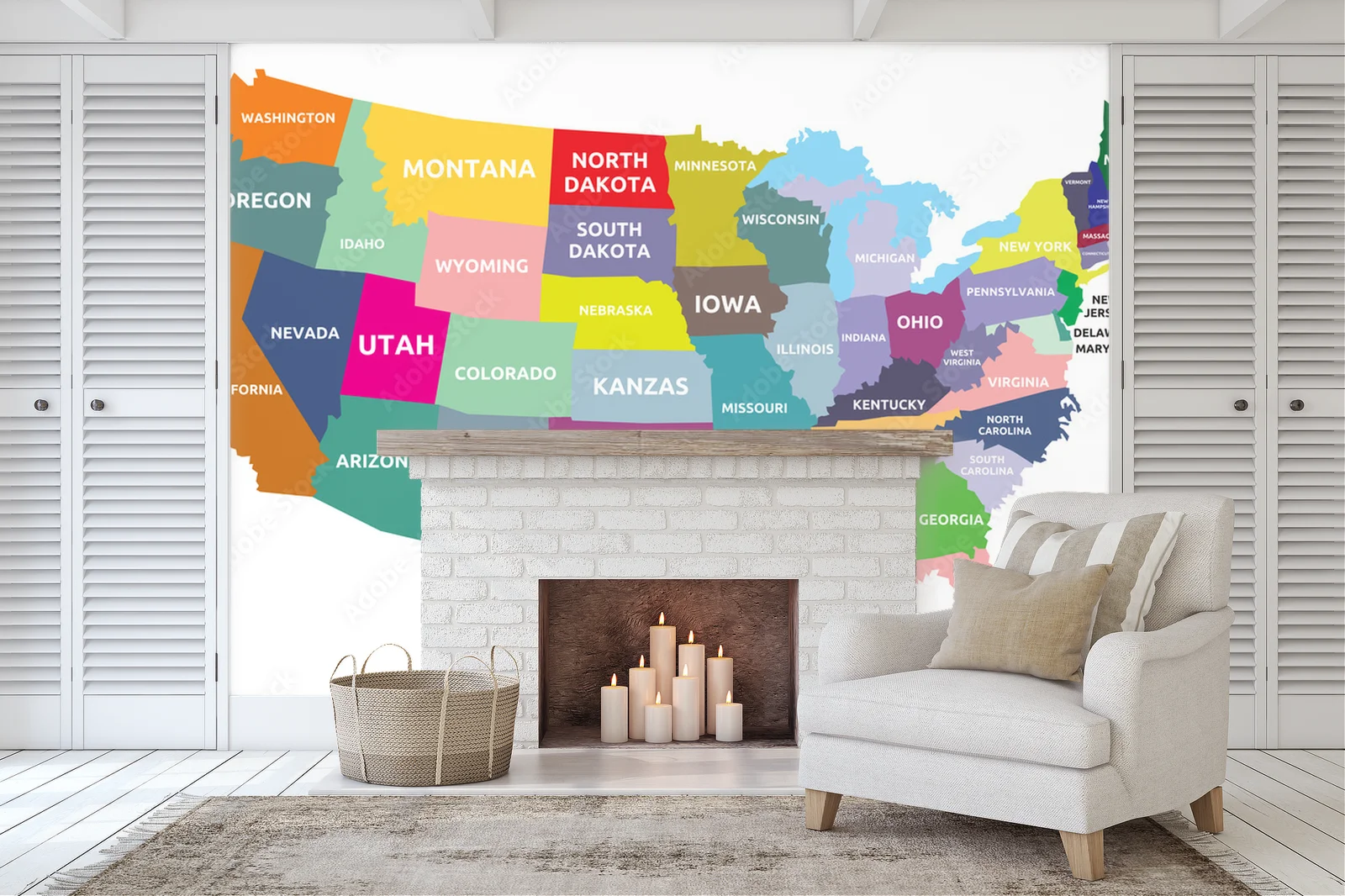 Wspaniała mapa USA w harmonijnych odcieniach