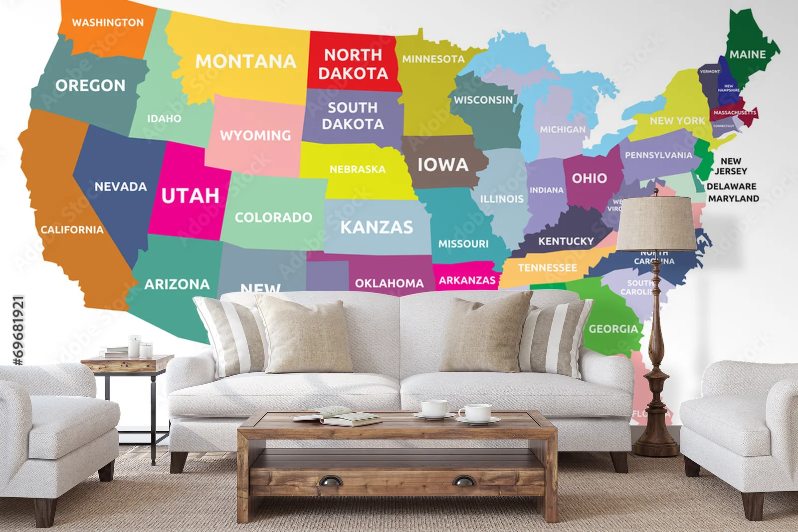 Wspaniała mapa USA w harmonijnych odcieniach