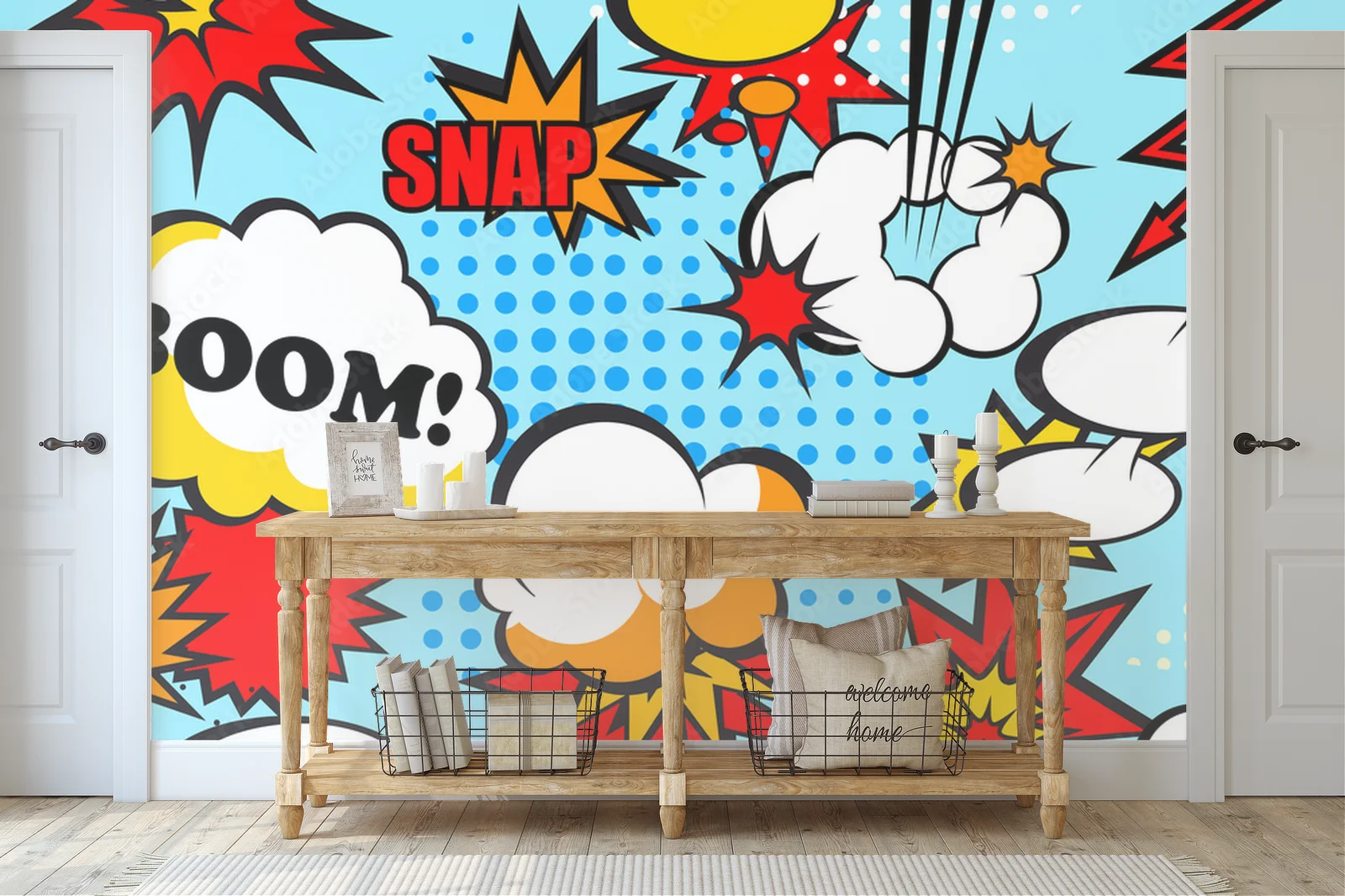 Słoneczny pop art w niebieskich odcieniach