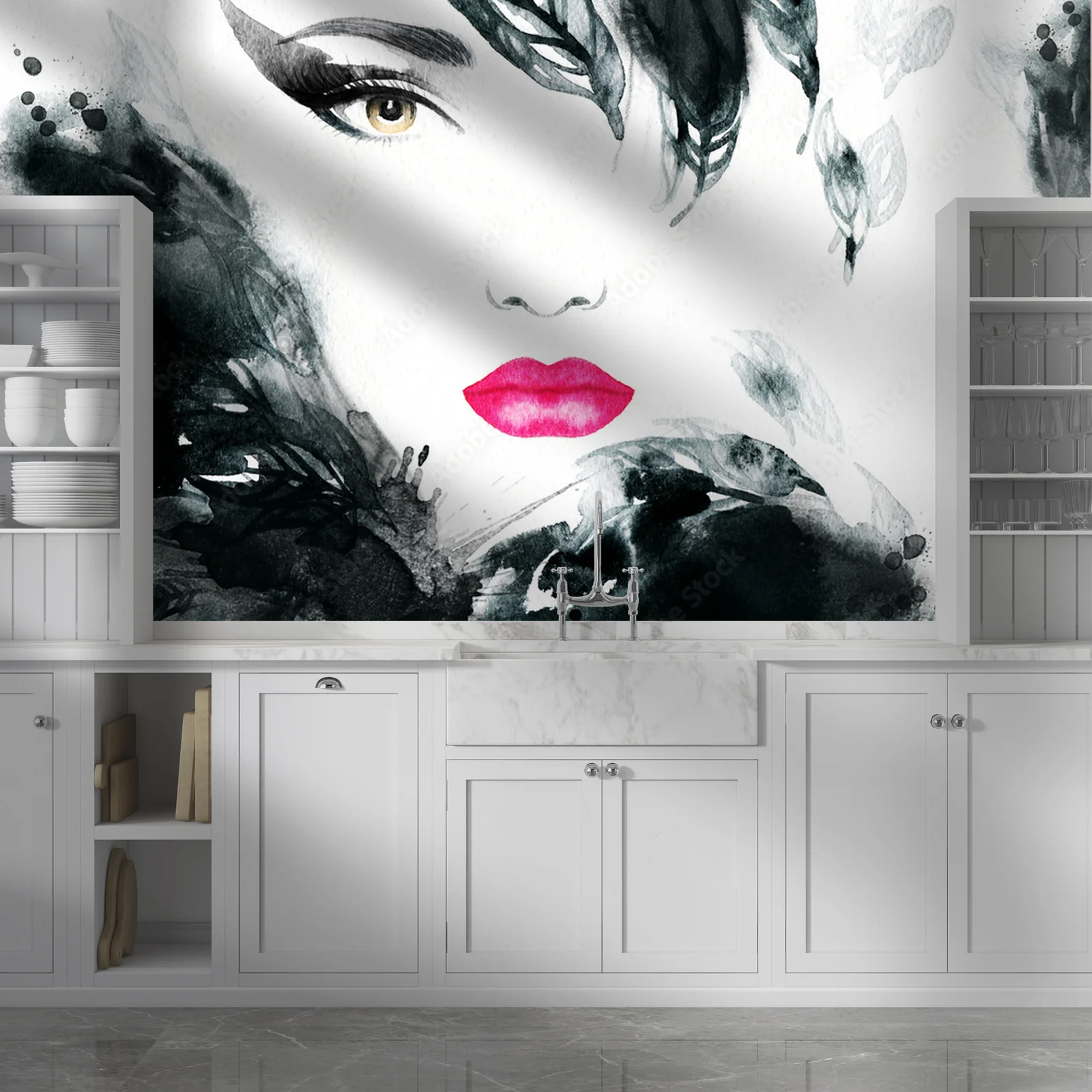 Abstrakcyjny portret kobiety w glamourowym stylu