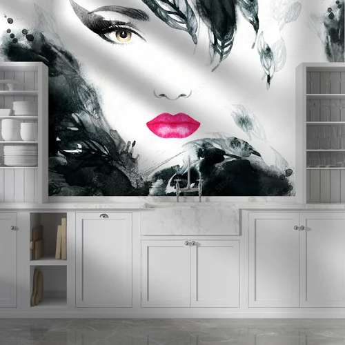 Abstrakcyjny portret kobiety w glamourowym stylu
