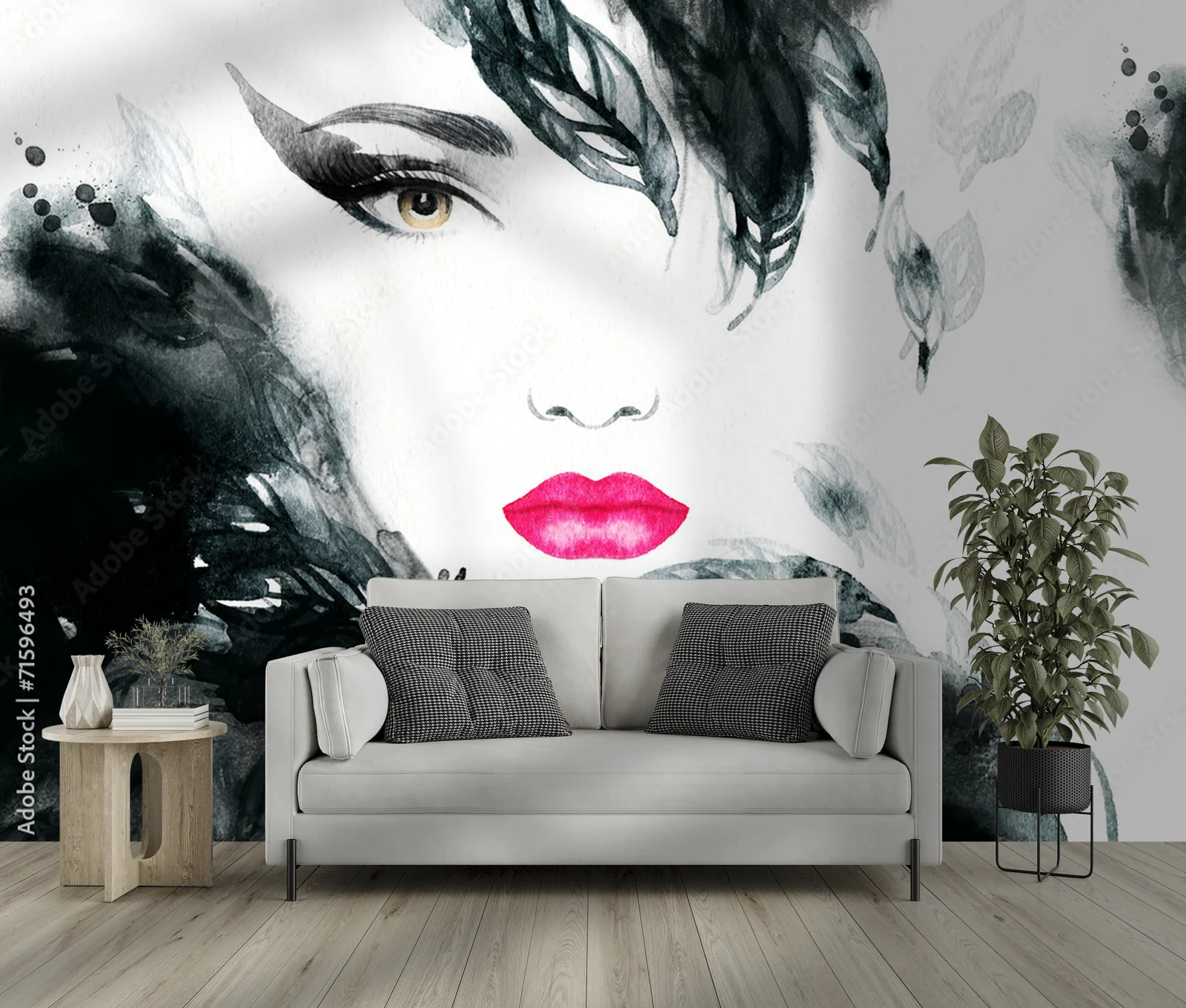 Abstrakcyjny portret kobiety w glamourowym stylu