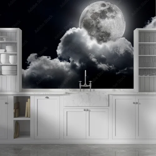 Czarujące nocne niebo z pełnią księżyca