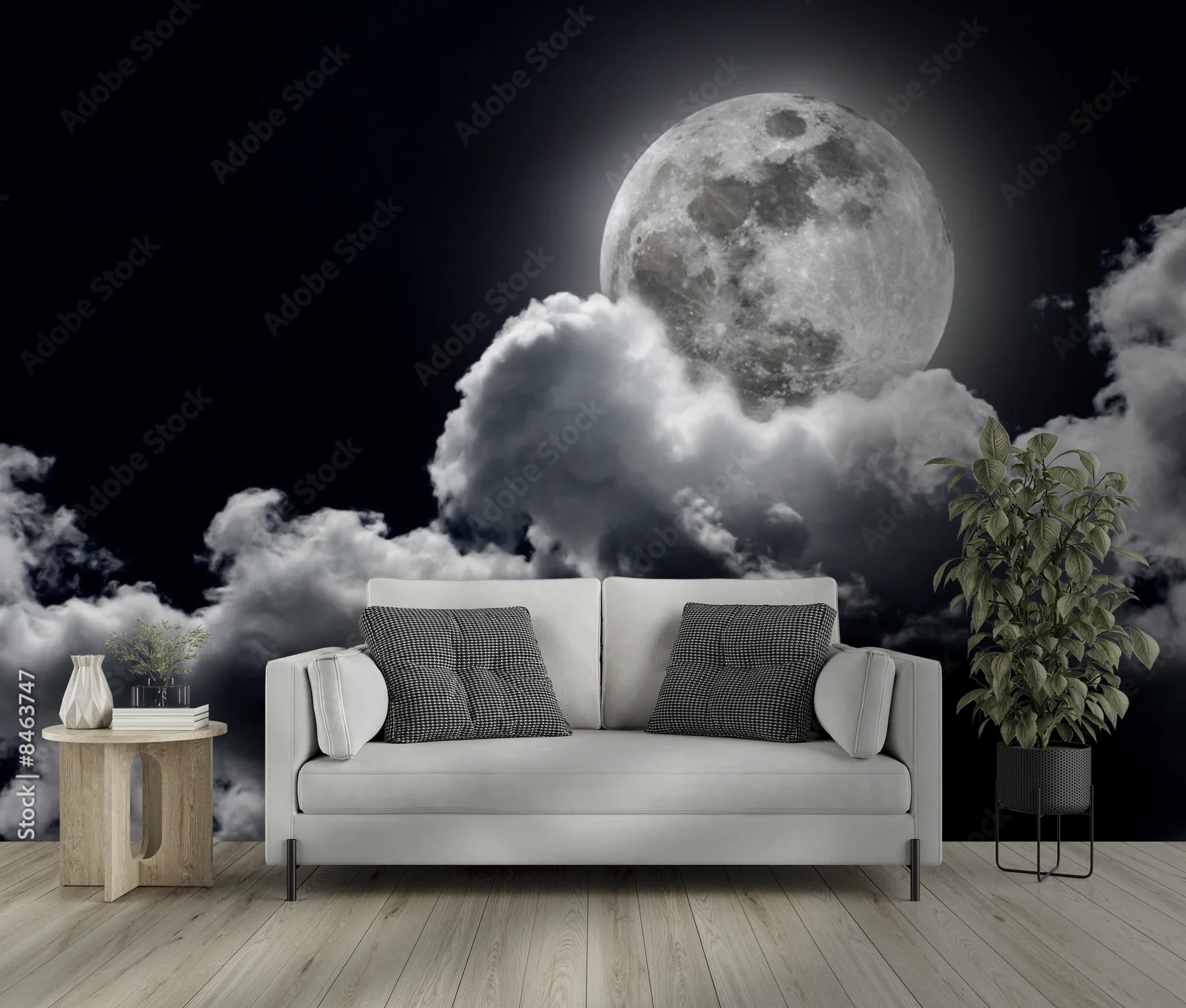 Czarujące nocne niebo z pełnią księżyca