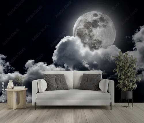 Czarujące nocne niebo z pełnią księżyca