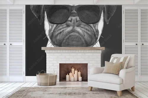 Urokliwy Pies Pug w Retro Okularach