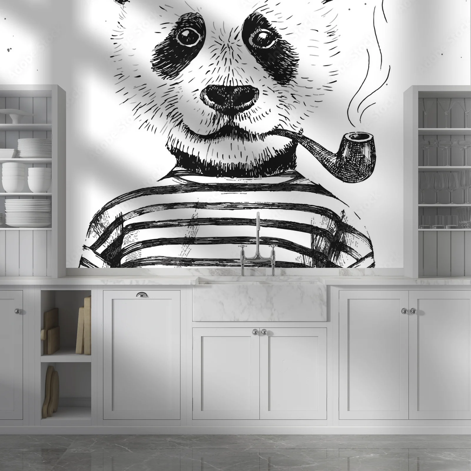 Hipsterski panda w subtelnej bieli i retro stylu