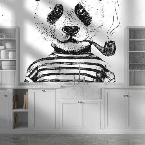 Hipsterski panda w subtelnej bieli i retro stylu
