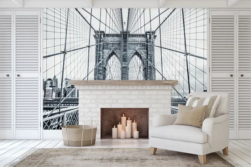 Ikoniczny Brooklyn Bridge w eleganckim czarno-białym stylu