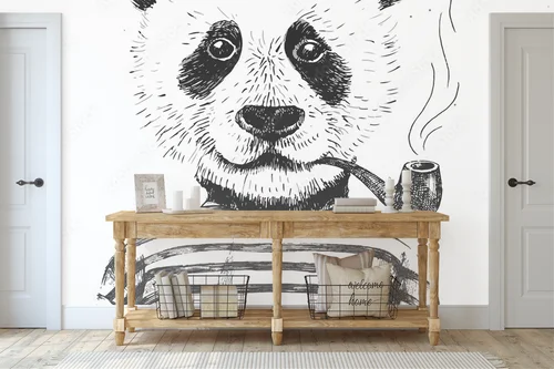 Hipsterski panda w subtelnej bieli i retro stylu