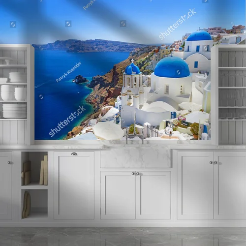 Biało-niebieska architektura Oia w Santorini