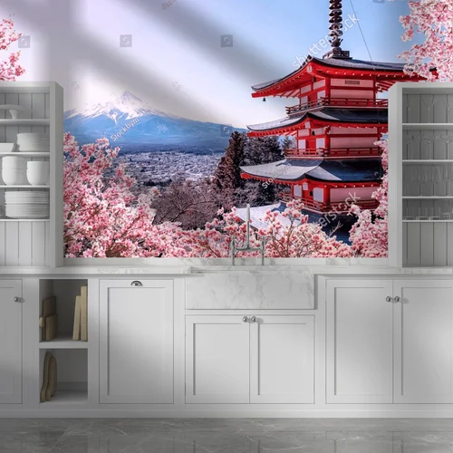 Urok Sakura nad Chureito z Fuji w tle