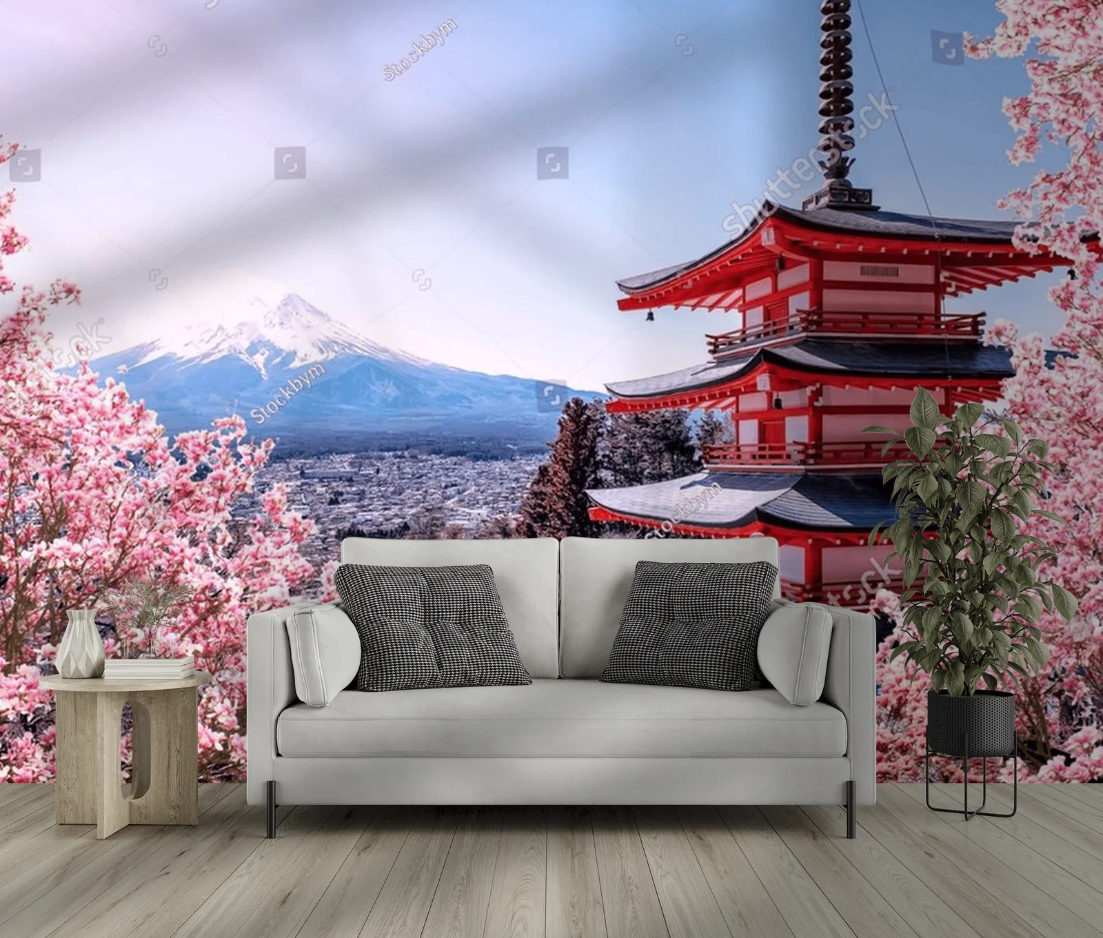 Urok Sakura nad Chureito z Fuji w tle