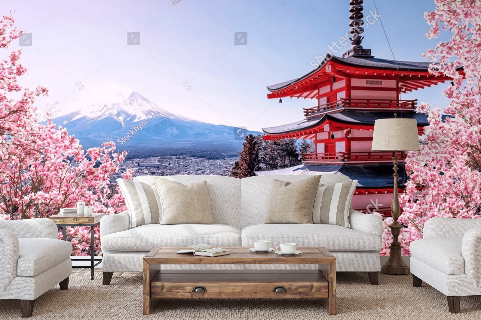 Urok Sakura nad Chureito z Fuji w tle