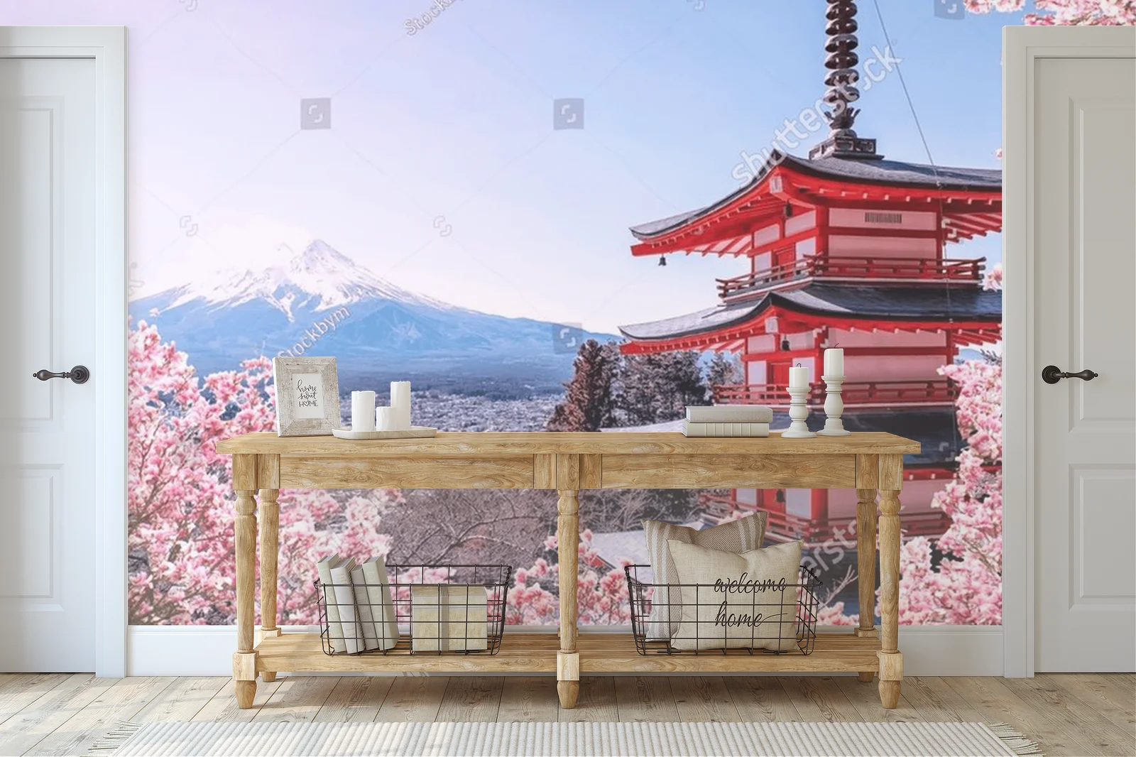 Urok Sakura nad Chureito z Fuji w tle