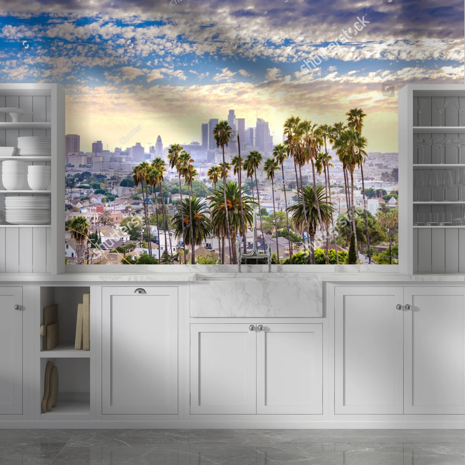 Zachód słońca nad Los Angeles w pastelowych odcieniach