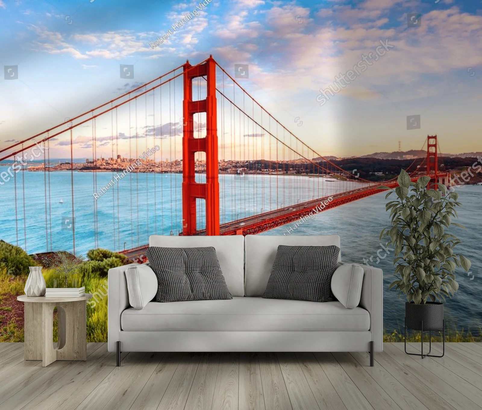 Zaawansowany widok na Most Golden Gate o zachodzie słońca