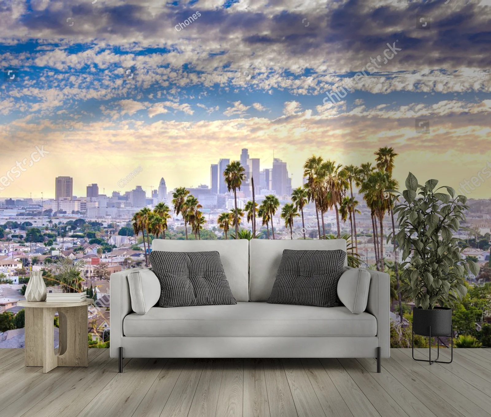 Zachód słońca nad Los Angeles w pastelowych odcieniach