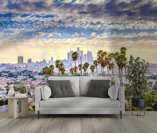 Zachód słońca nad Los Angeles w pastelowych odcieniach