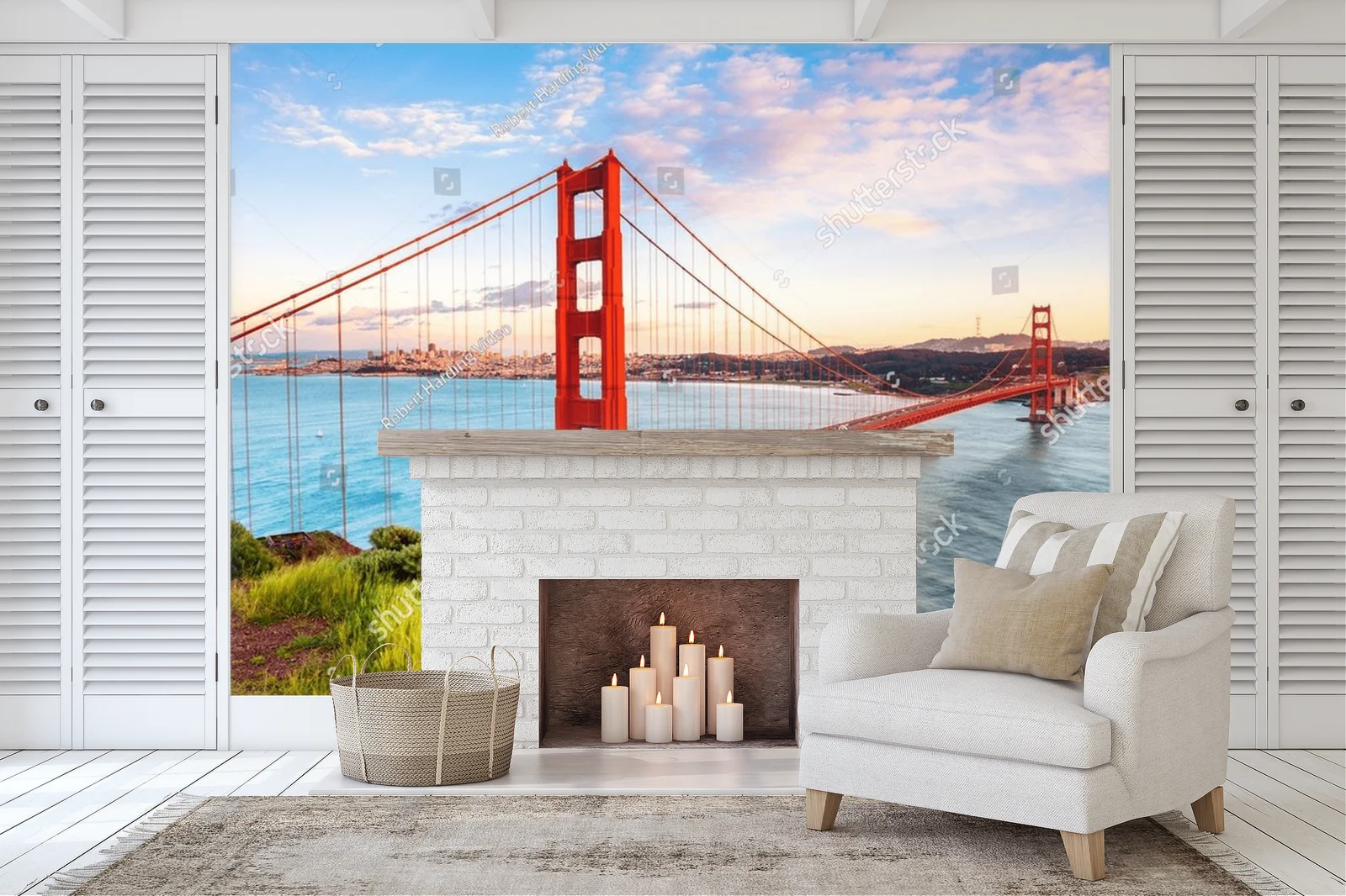 Zaawansowany widok na Most Golden Gate o zachodzie słońca
