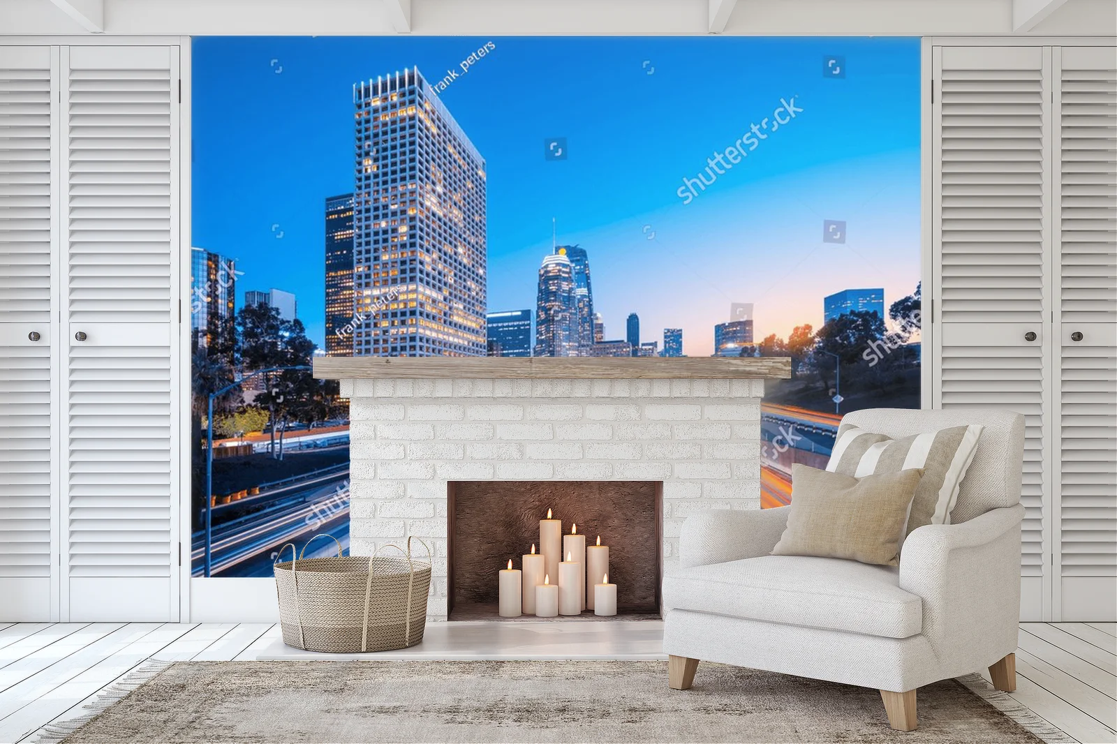 Nocny pejzaż Los Angeles w błękicie