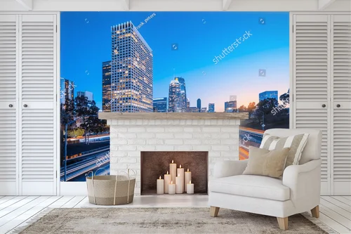 Nocny pejzaż Los Angeles w błękicie