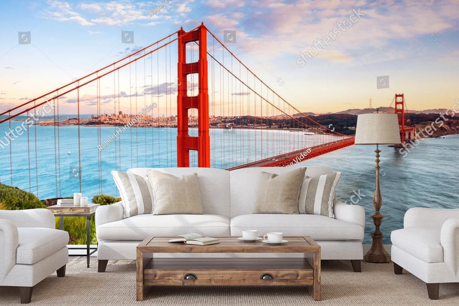 Zaawansowany widok na Most Golden Gate o zachodzie słońca