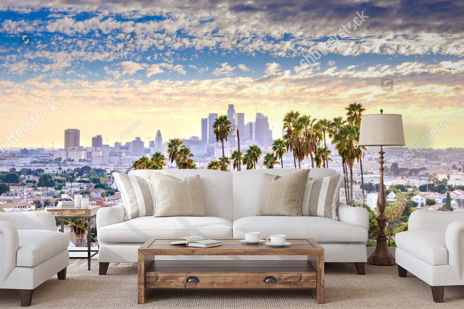 Zachód słońca nad Los Angeles w pastelowych odcieniach