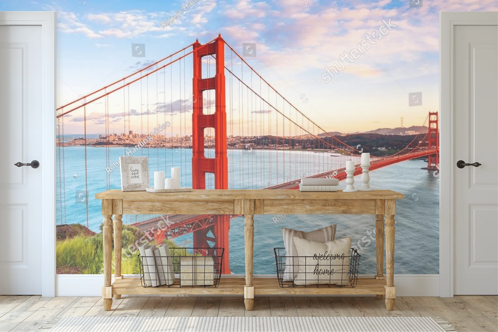 Zaawansowany widok na Most Golden Gate o zachodzie słońca