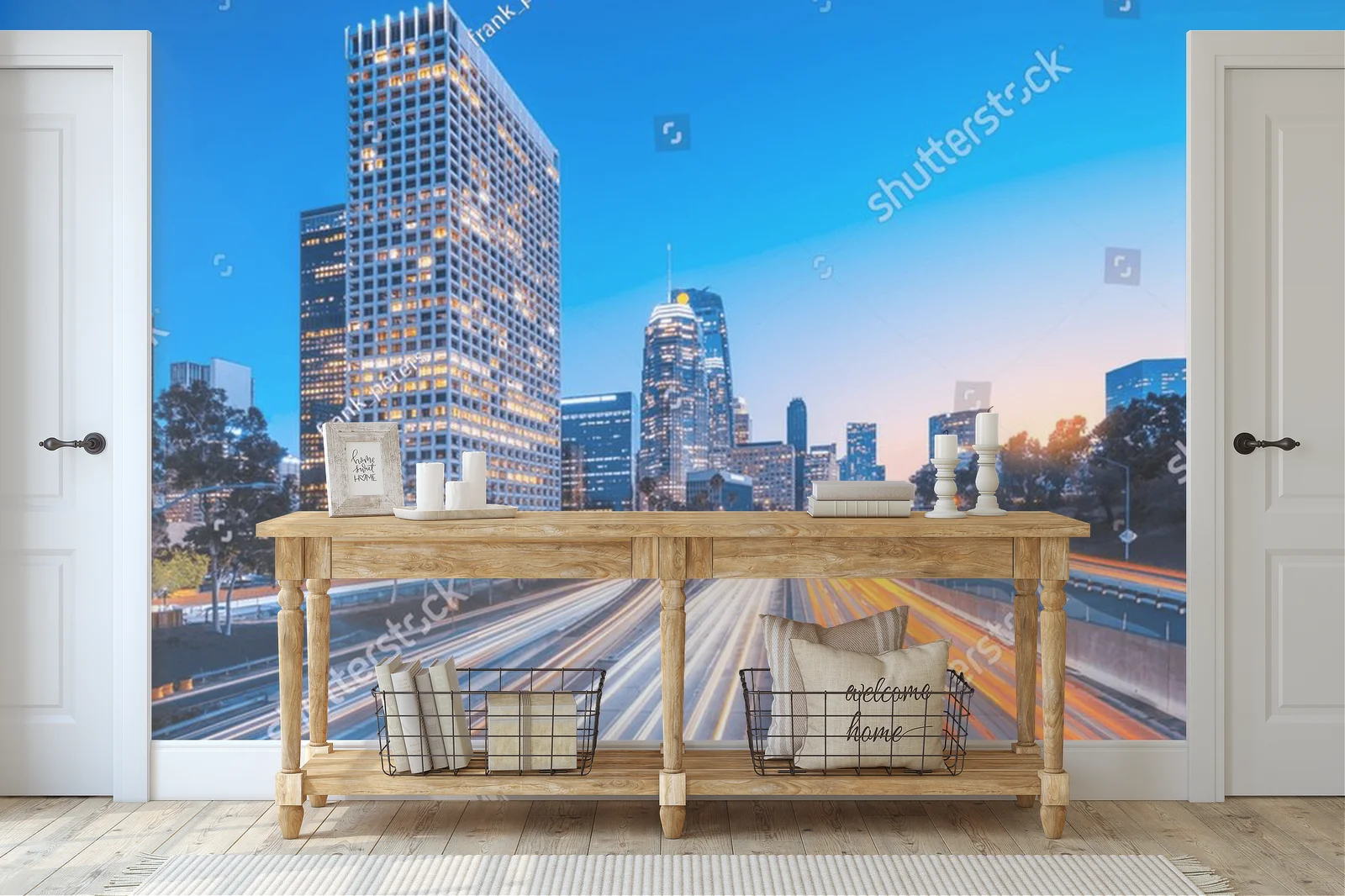 Nocny pejzaż Los Angeles w błękicie