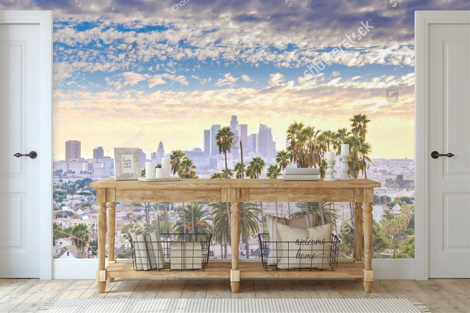 Zachód słońca nad Los Angeles w pastelowych odcieniach
