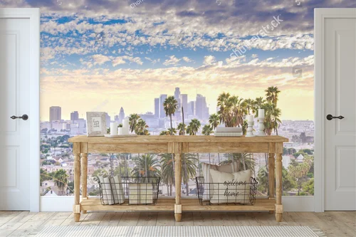 Zachód słońca nad Los Angeles w pastelowych odcieniach