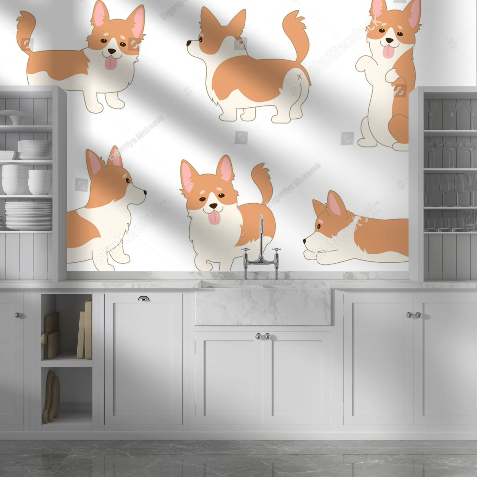Urocze koronkowe corgi w aksamitnej bieli