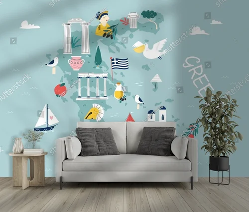Stylizowana mapa Grecji pełna uroku