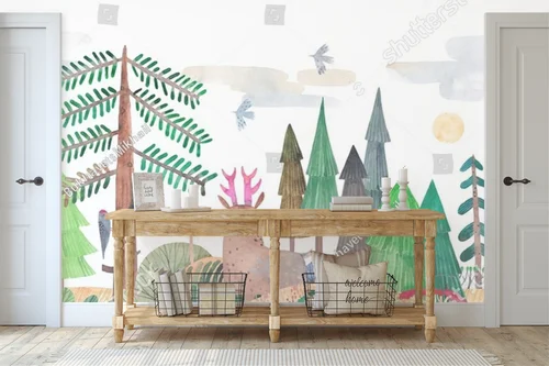 Urokliwy leśny pejzaż w pastelowych kolorach