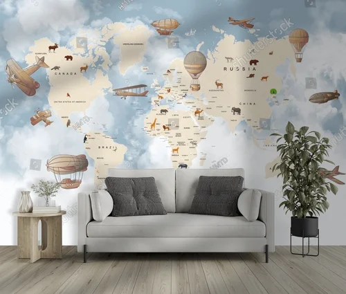 Dziecięca retro mapa świata pełna przygód