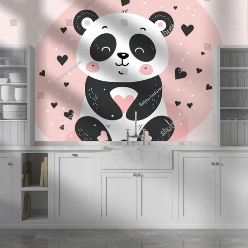 Urokliwa panda w pastelowym raju serc