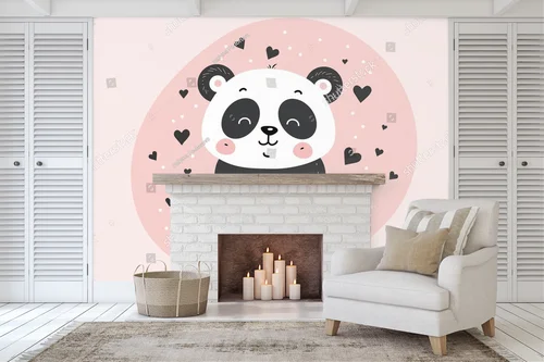 Urokliwa panda w pastelowym raju serc