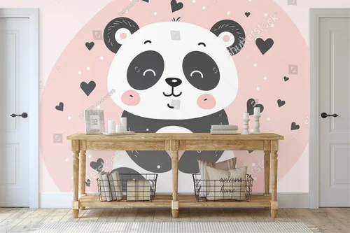 Urokliwa panda w pastelowym raju serc