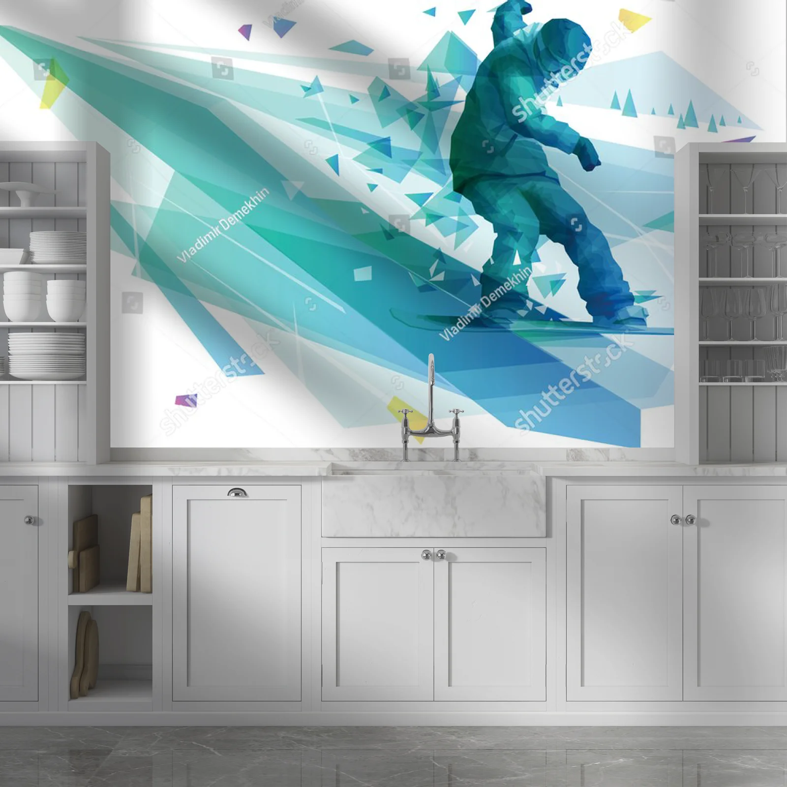 Męski snowboardzista w akcji w śnieżnym parku