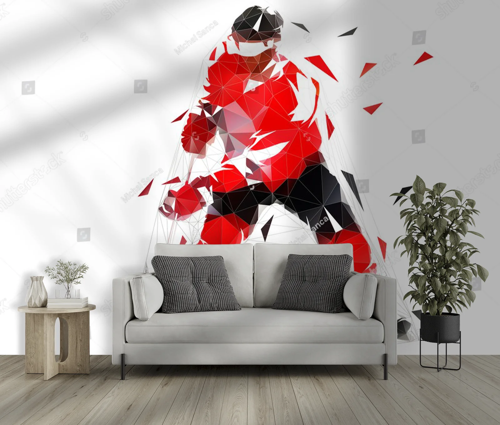 Dynamiczny hokeista w żywej aranżacji kolorów