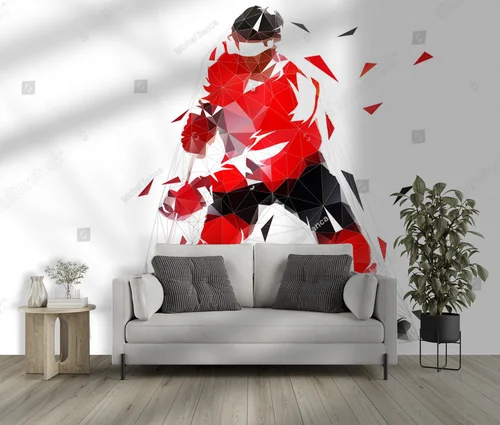 Dynamiczny hokeista w żywej aranżacji kolorów