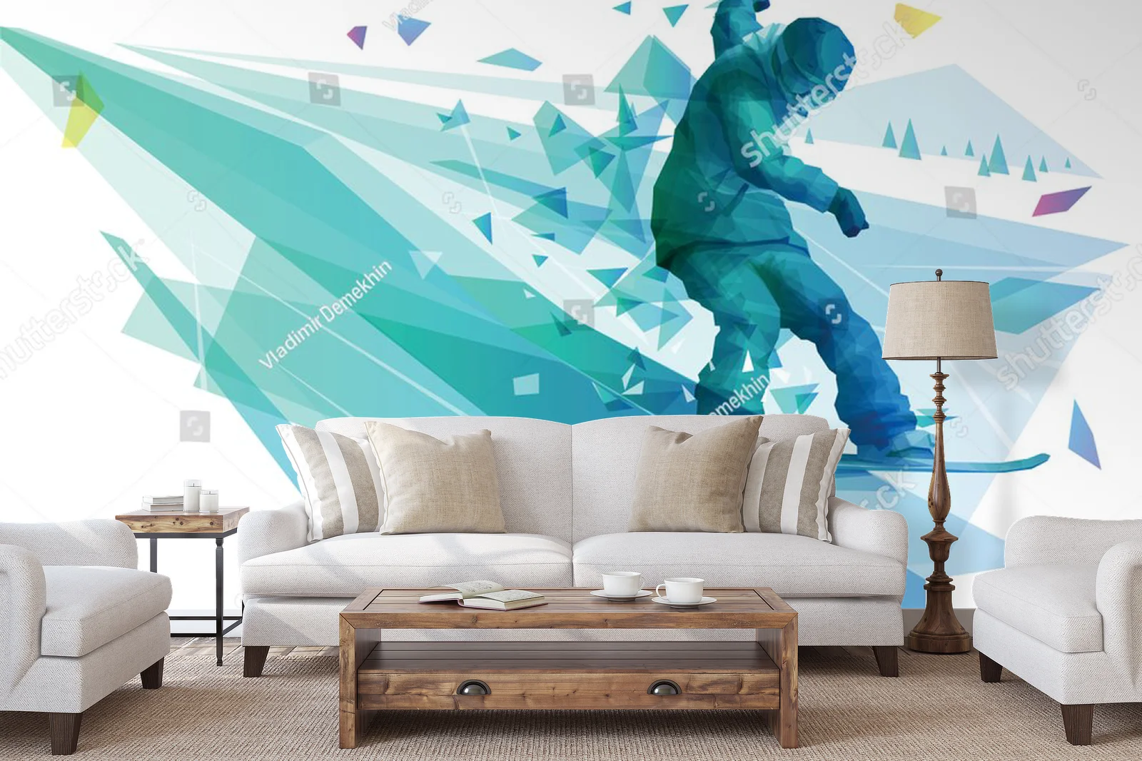Męski snowboardzista w akcji w śnieżnym parku