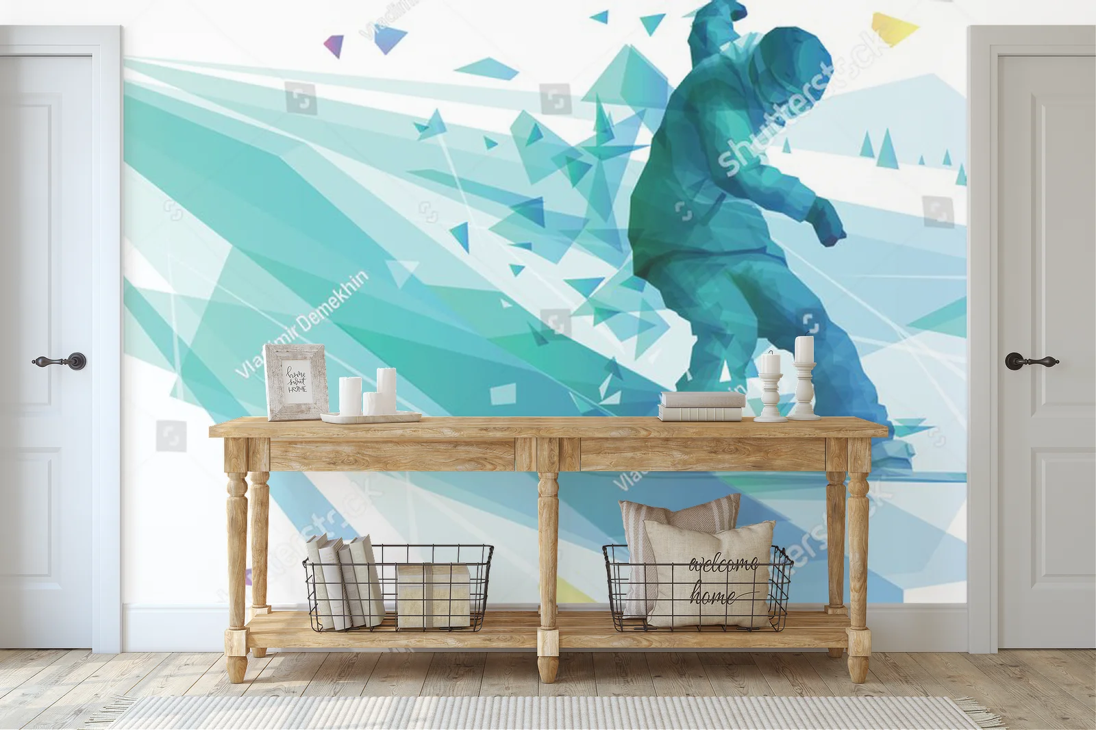 Męski snowboardzista w akcji w śnieżnym parku
