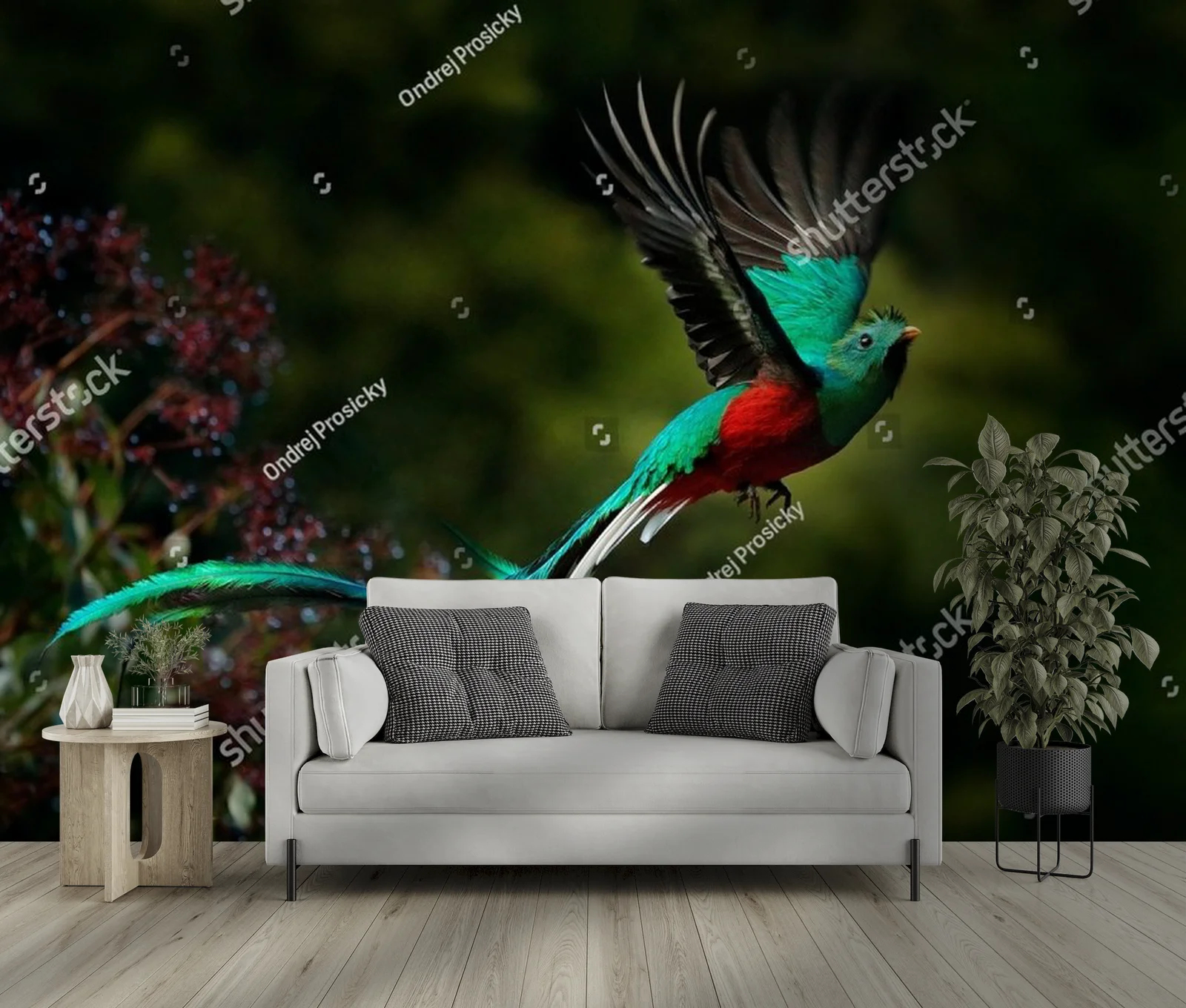 Oryginalna kompozycja z resplendentnym quetzalem