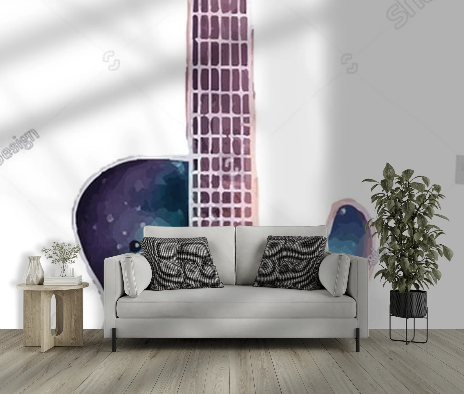 Aksamitna gitara w białej harmonii kolorów