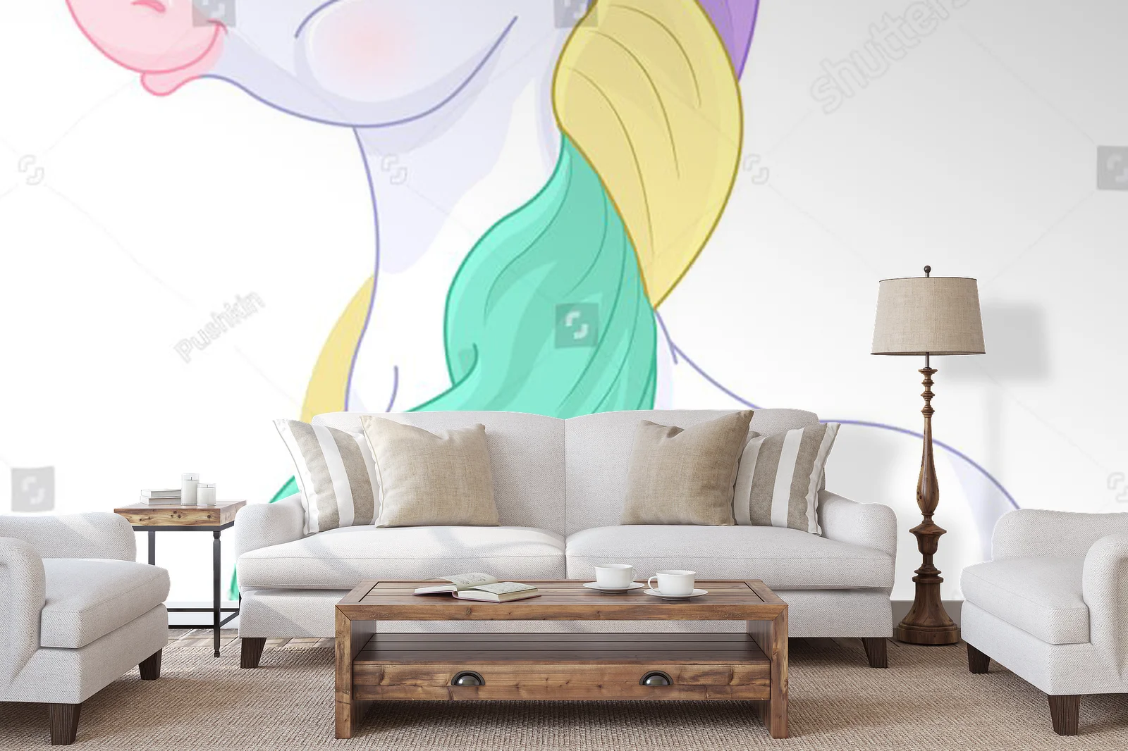 Magiczny tęczowy pony w baśniowej aranżacji