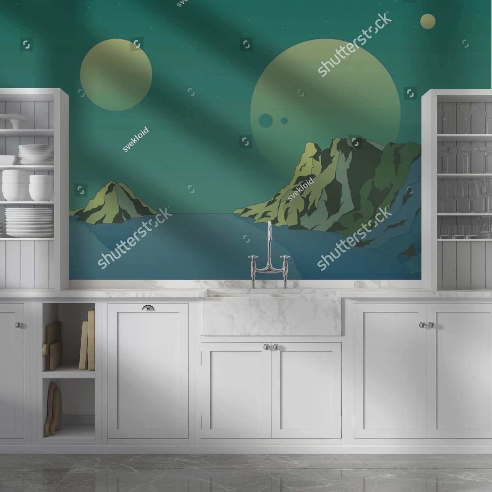 Kosmiczny krajobraz na tle odległych planet