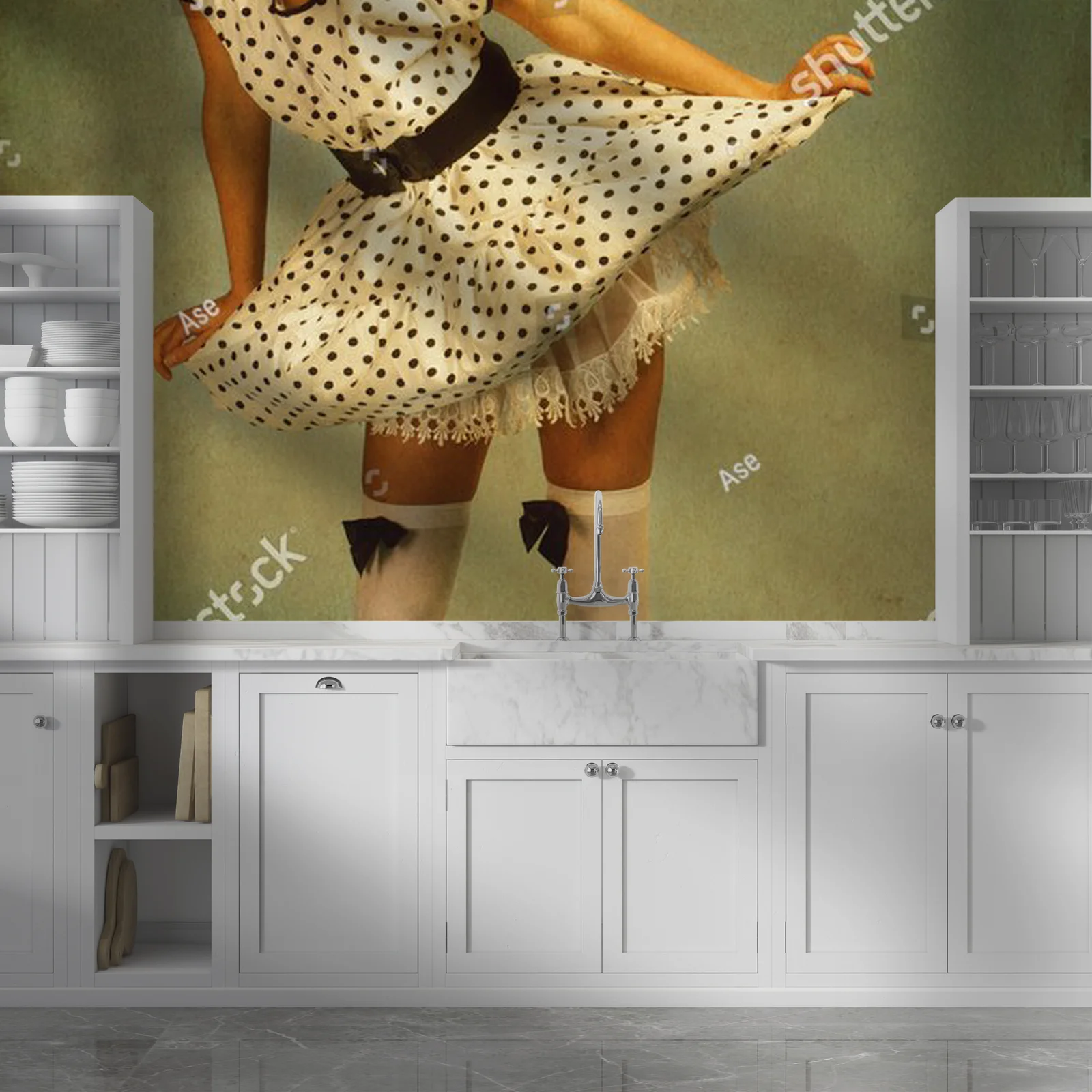 Retro portret pin-up w vintage klimacie